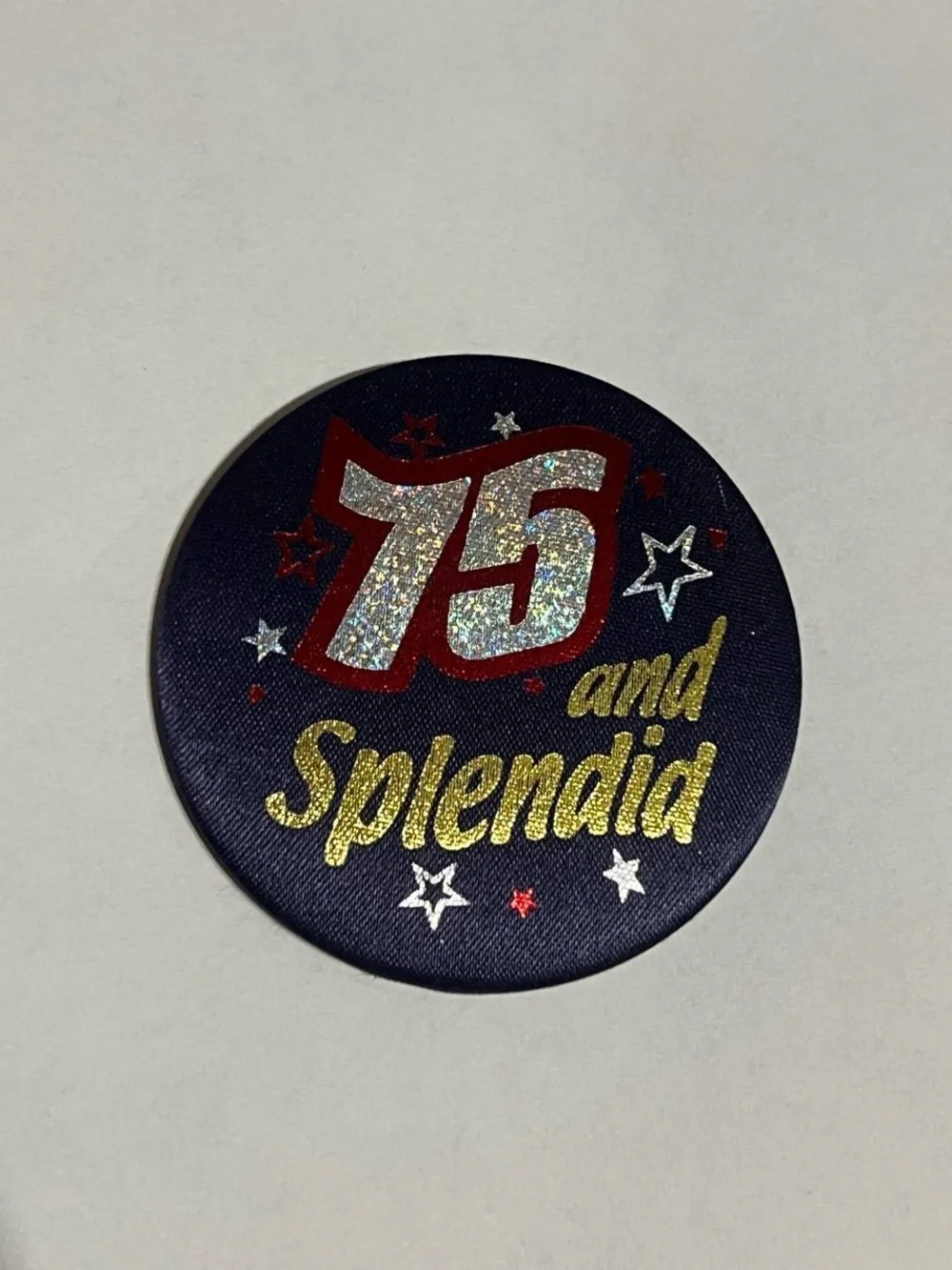 75 and Splendid Celebration Button - Navy Blue